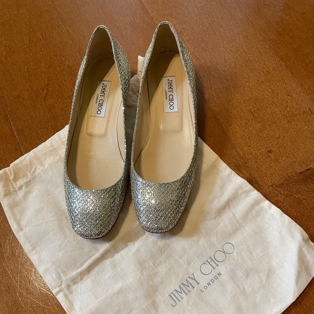 Jimmy Choo Glitter Flats Shoes Size 38